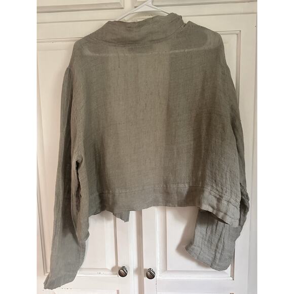 Flax 100% Linen Open Front Cropped Cardigan Lagenlook Artsy Jacket Sweater - Picture 6 of 8